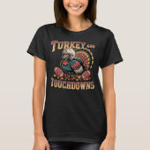 Turkije en Touchdowns Funny Football T-shirt (Voorkant)