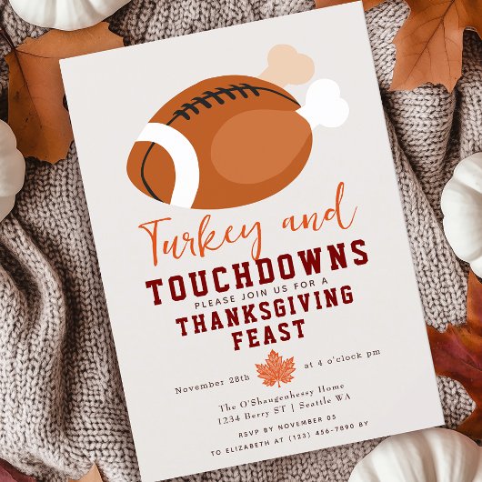 Turkije en Touchdowns Thanksgiving Diner Kaart