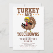 Turkije en Touchdowns Thanksgiving Diner Kaart (Voorkant)