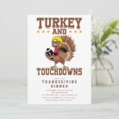 Turkije en Touchdowns Thanksgiving Diner Kaart (Staand voorkant)