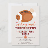 Turkije en Touchdowns Thanksgiving Diner Kaart (Voorkant)