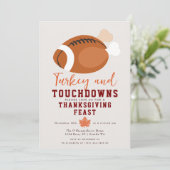 Turkije en Touchdowns Thanksgiving Diner Kaart (Staand voorkant)