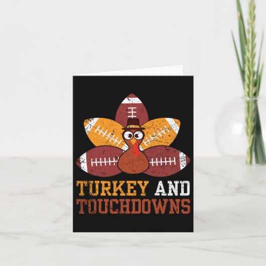 Turkije en touchdowns Thanksgiving Football Kinder Kaart (Voorkant)