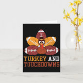 Turkije en touchdowns Thanksgiving Football Kinder Kaart (Gele Bloem)