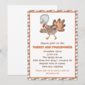 Turkije en Touchdowns Thanksgiving Kaart (Voorkant / Achterkant)