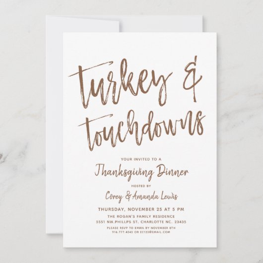 Turkije en touchdowns | Thanksgiving partij Brown Kaart (Voorkant)