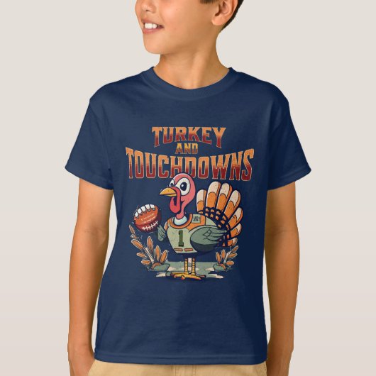 Turkije en Touchdowns voor kinderen en volwassenen T-shirt (Voorkant)