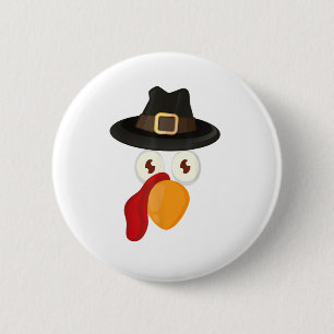 Turkije Face Shirt_ Grappige Thanksgiving Turkije  Ronde Button 5,7 Cm