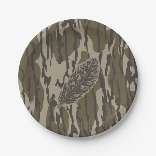 Turkije Feather Bottomland Camo Forest Camouflage Papieren Bordje (Voorkant)