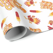 Turkije & Feather Happy Thanksgiving White Naadloo Cadeaupapier (Rol Hoek)
