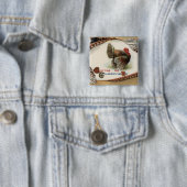 Turkije Feathers Vierkante Button 5,1 Cm (In situ)