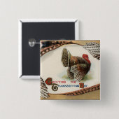 Turkije Feathers Vierkante Button 5,1 Cm (Voorkant /achterkant)