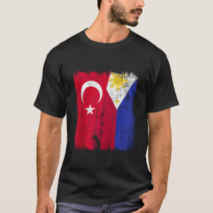 Turkije Filippijnen Halve Vlag Turkse Filippijnse T-shirt