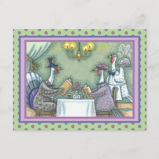 TURKIJE FINE DINING, THANKSGIVING BIRD HUMOR BRIEFKAART (Voorkant)