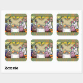 TURKIJE FINE DINING, THANKSGIVING BIRD HUMOR VIERKANTE STICKER (Vel)