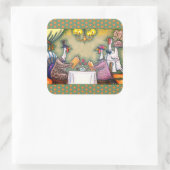 TURKIJE FINE DINING, THANKSGIVING BIRD HUMOR VIERKANTE STICKER (Tas)