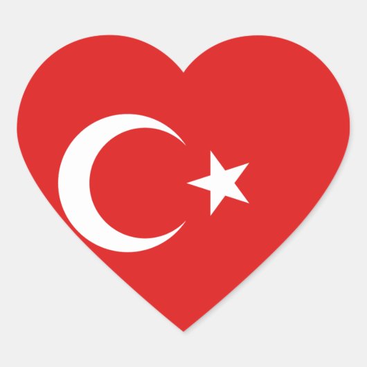Turkije Flag Heart Sticker (Voorkant)