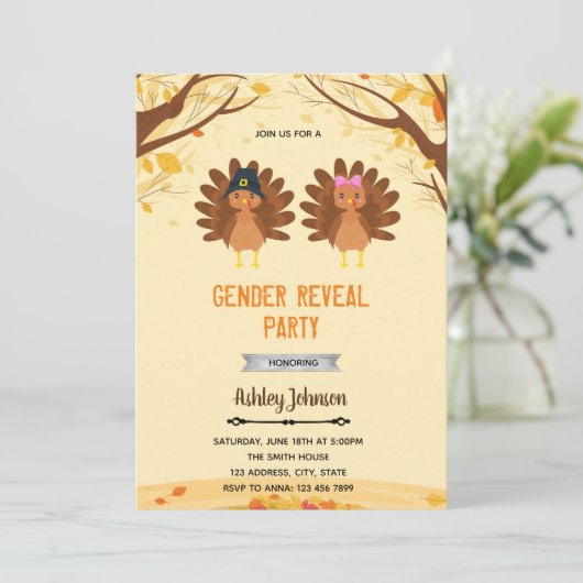 Turkije genderonthulling uitnodiging (Staand voorkant)