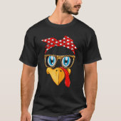Turkije Gezicht Bandana Luipaard Bril Thanksgiving T-shirt (Voorkant)