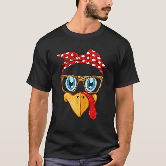 Turkije Gezicht Bandana Luipaard Bril Thanksgiving T-shirt (Voorkant)