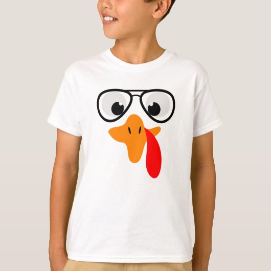 Turkije Gezicht met bril, Thanksgiving Jongens' T-shirt (Voorkant)