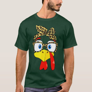 Turkije Gezichtsbril Leopard Hoofdband Thanksgivin T-shirt