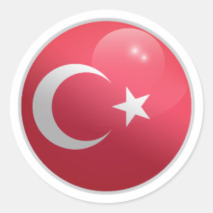 Turkije Glossy Circle Flag Ronde Sticker