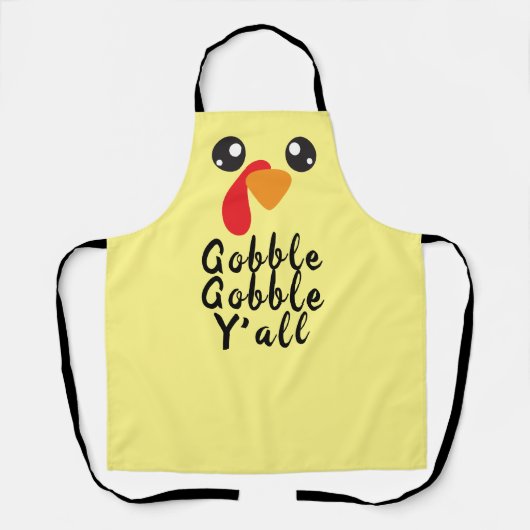 Turkije Gobble Gobble Y'all Baker Chef Kerstvakant Schort (Voorkant)