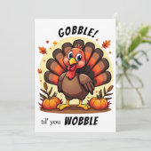 Turkije Gobble Wobble Funny Turkije Thanksgiving Feestdagenkaart (Staand voorkant)