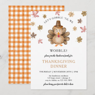 Turkije Gobble Wobble Thanksgiving Dinner Party Kaart