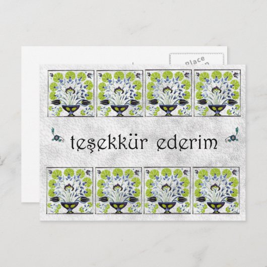 TURKIJE - Groene Tegel- Dank u Briefkaart (Voorkant / Achterkant)