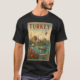 Turkije Hagia Sophia Blauwe Moskee Illustratie Ret T-shirt