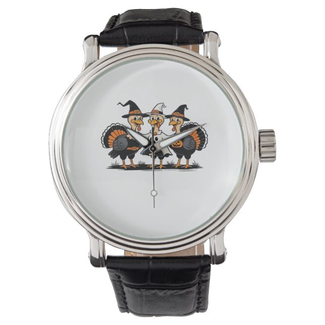 Turkije Halloween Boo, Thanksgiving Turkije, Spook Horloge (Voorkant)