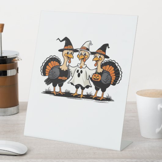 Turkije Halloween Boo, Thanksgiving Turkije, Spook Reclamebord Met Voetstuk (Insitu)