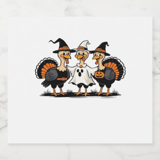 Turkije Halloween Boo, Thanksgiving Turkije, Spook Sparkling Wijnetiket (Enkel label)