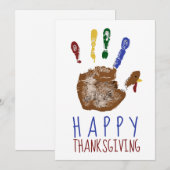 Turkije Handafdruk Kind Happy Thanksgiving Schatti Feestdagenkaart (Voorkant / Achterkant)