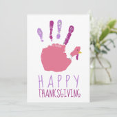 Turkije Handafdruk Kind Happy Thanksgiving Schatti Feestdagenkaart (Staand voorkant)