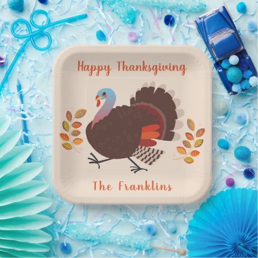 Turkije Happy Thanksgiving Papieren Bordje (Feest)