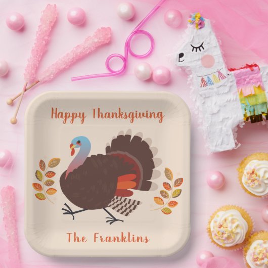 Turkije Happy Thanksgiving Papieren Bordje (Feest)