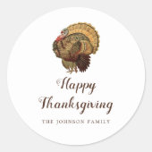 Turkije Happy Thanksgiving Ronde Sticker (Voorkant)