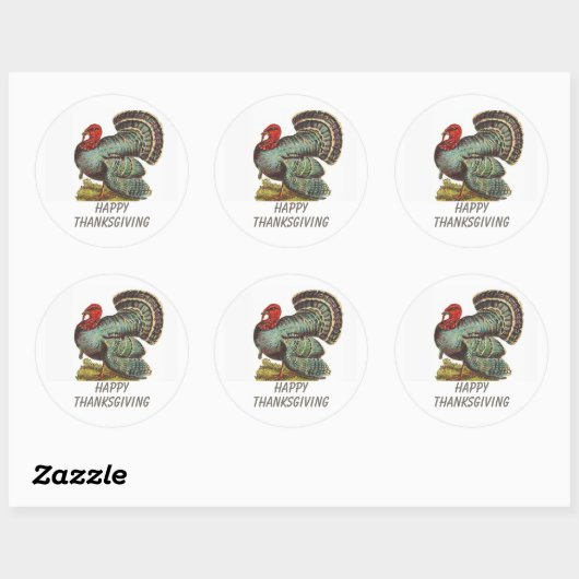  Turkije Happy Thanksgiving Ronde Sticker (Vel)