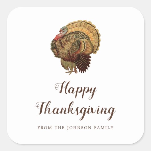  Turkije Happy Thanksgiving Square Sticker (Voorkant)