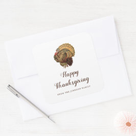 Turkije Happy Thanksgiving Square Sticker