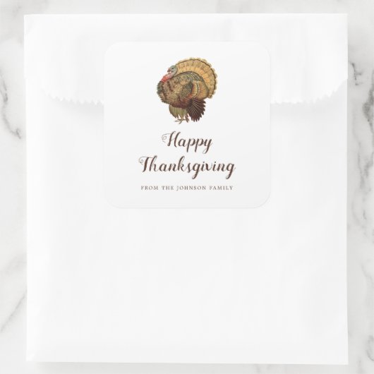  Turkije Happy Thanksgiving Square Sticker (Tas)