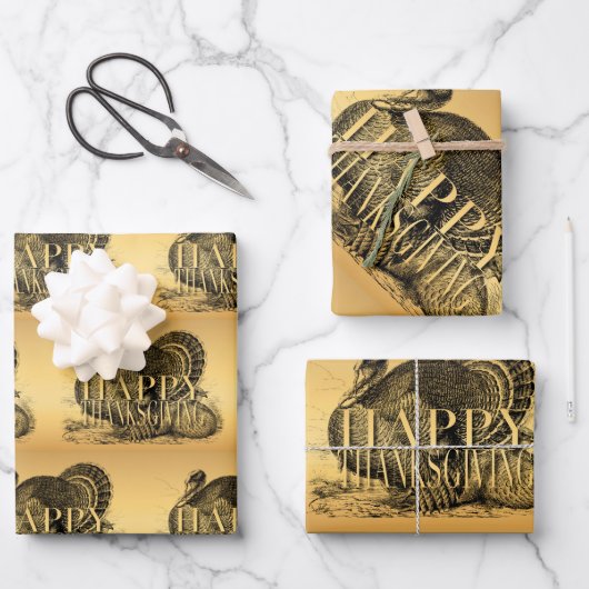 Turkije Happy Thanksgiving WP 3p Inpakpapier Vel (Voorkant)