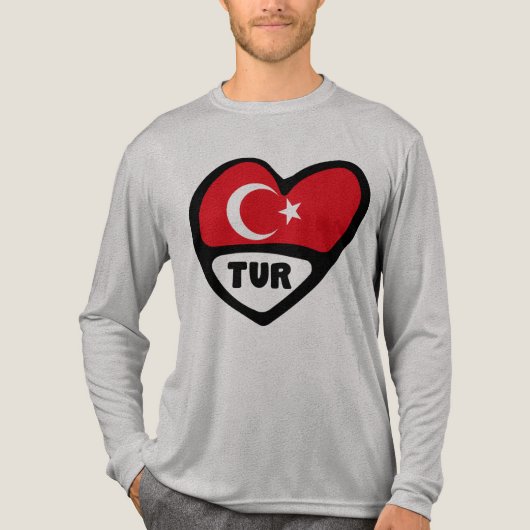 Turkije Heart Flag TUR landcode Tri-Blend Shirt (Voorkant volledig)