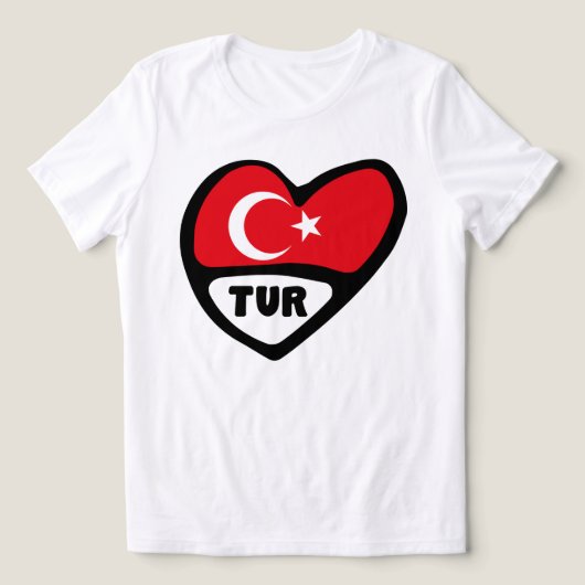 Turkije Heart Flag TUR landcode Tri-Blend Shirt (Design voorkant)