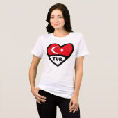 Turkije Heart Flag TUR landcode Tri-Blend Shirt (Voorkant volledig)