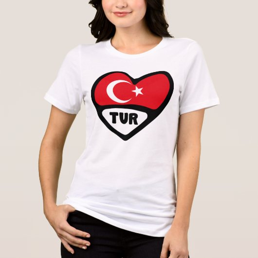 Turkije Heart Flag TUR landcode Tri-Blend Shirt (Voorkant)