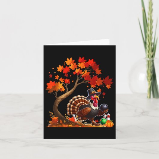 Turkije Herfst Tree Thanksgiving Bowling Lover Spe Kaart (Voorkant)